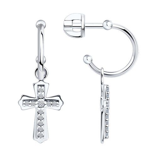 

Серьги подвески из серебра TEO MAORI 894026806, фианит, 894026806