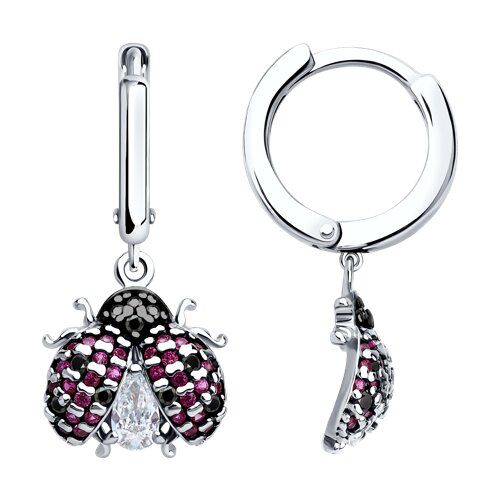 

Серьги подвески из серебра TEO MAORI 894026825, рубин искусственный/фианит, 894026825