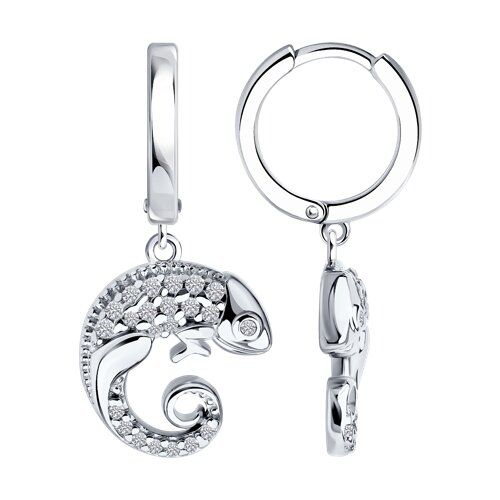 

Серьги подвески из серебра TEO MAORI 894026857, фианит, 894026857