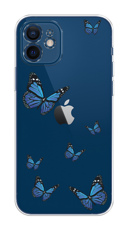 

Чехол на Apple iPhone 12 Mini "Blue butterflies", Синий;черный, 12650-1