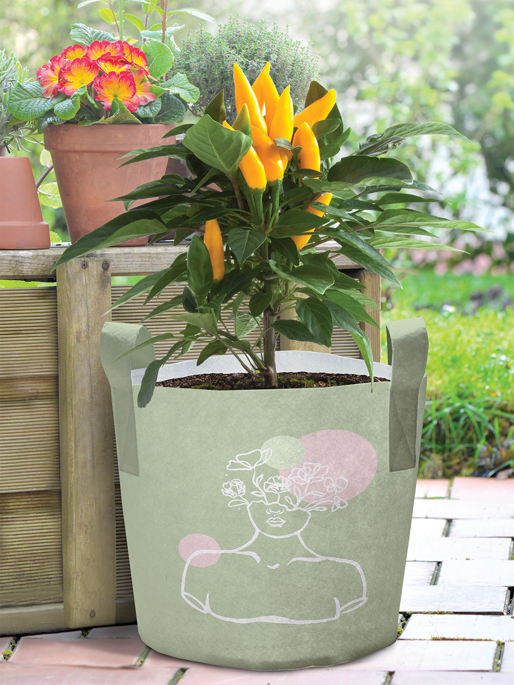 фото Декоративный мешок корзина кашпо войлок с принтами joyarty "цветы в мыслях", 19 л