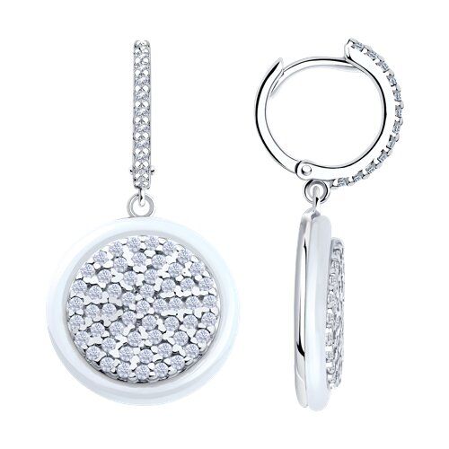 

Серьги подвески из серебра TEO MAORI 894026914, керамика/фианит, 894026914