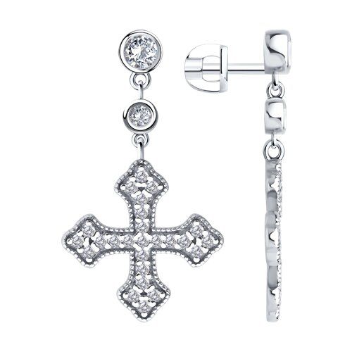 

Серьги подвески из серебра TEO MAORI 894026998, фианит, 894026998