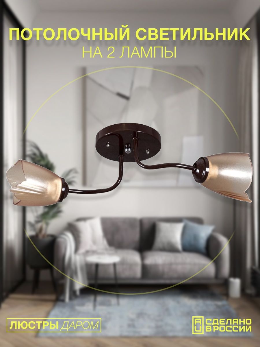 

Люстра потолочная, Люстры Даром ,светильник потолочный на 2 лампы, 10032 BR, 1003-2