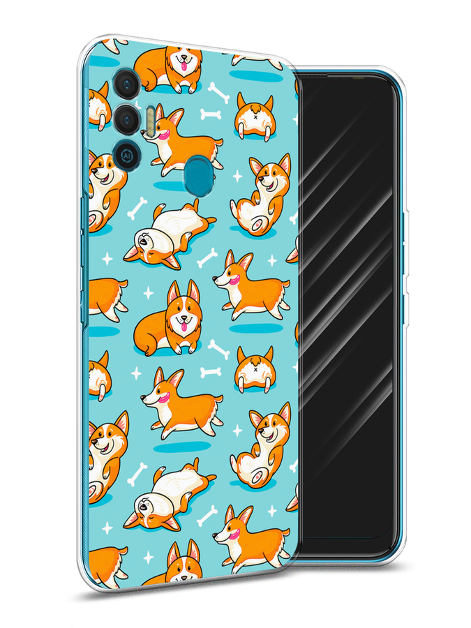 

Чехол Awog на Tecno Spark 7 "Веселые корги", Разноцветный, 301050-2