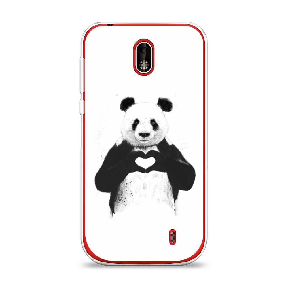 

Чехол Awog на Nokia 1 / Нокиа 1 "Панда love", Серебристый, 121250-10