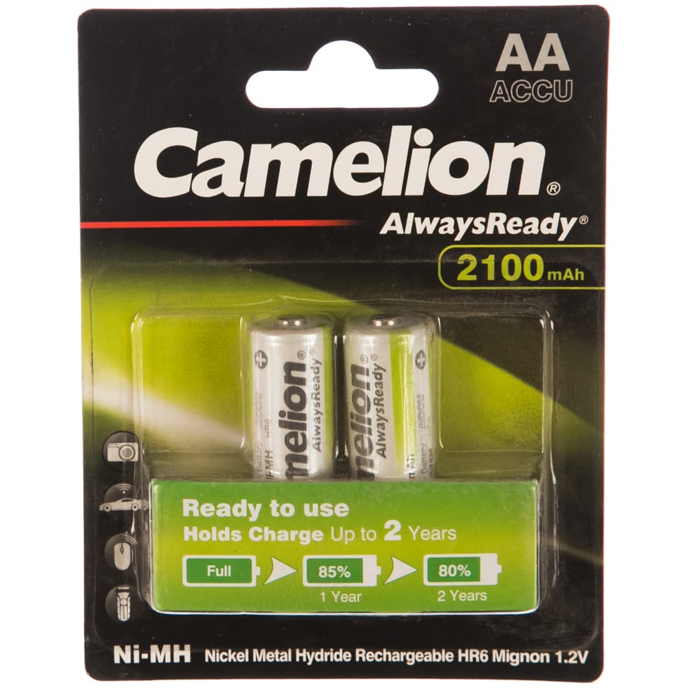 Аккумулятор 1.2В Camelion AA- 2100mAh Ni-Mh Always Ready BL-2, 7966 100041858074