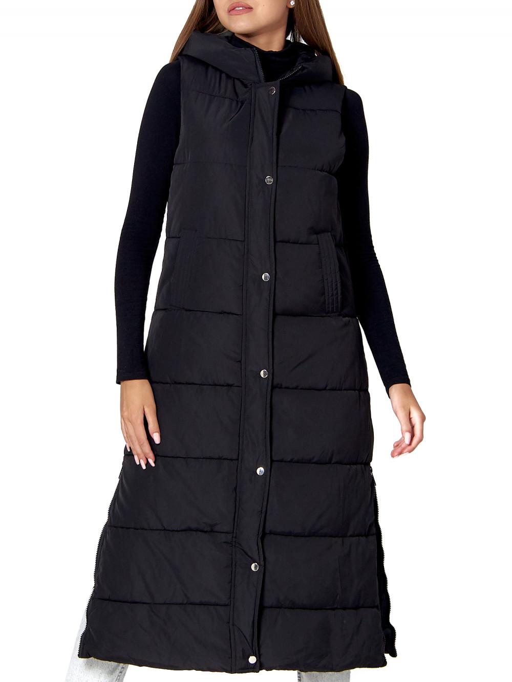 

Утепленный жилет женский NoBrand AD3305 черный 48 RU; 50 RU, AD3305