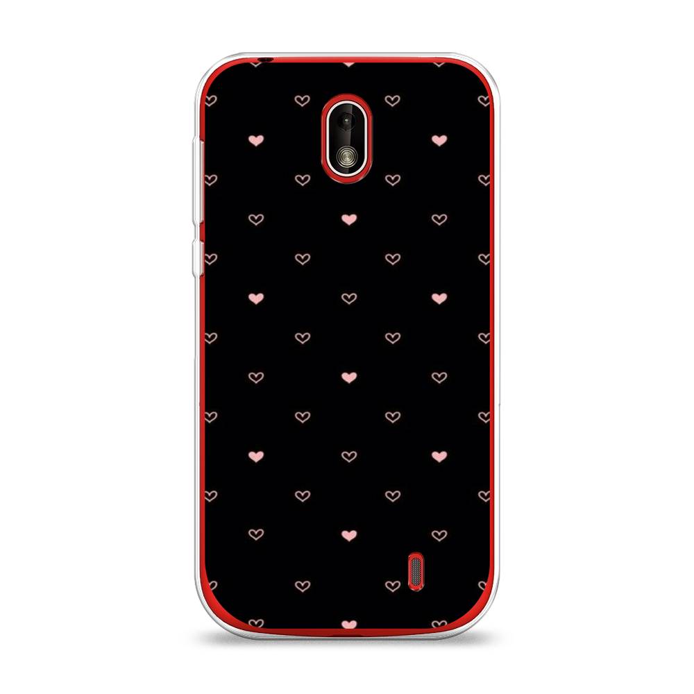 

Чехол Awog на Nokia 1 / Нокиа 1 "Черный фон и сердечки", Розовый;серый;черный, 121250-3