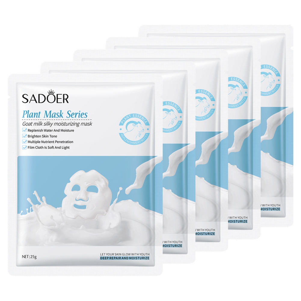 Тканевая маска для лица Sadoer Увлажняющая с протеинами козьего молока 5 шт