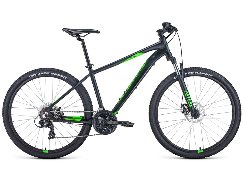 фото Велосипед forward apache 27.5 2.0 d 2022 15" черный матовый/ярко-зеленый