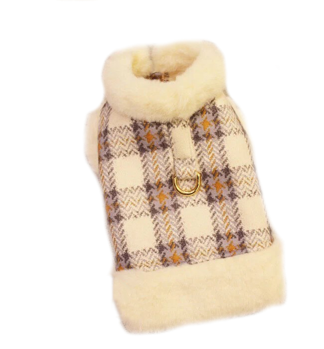 

Куртка для собак Gelvshi демисезонная с кольцом, бело-коричневая клетка, размер, Белый;коричневый