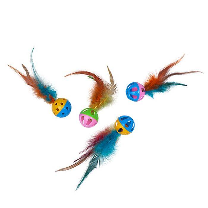 Игрушка для кошек Сибирская кошка Мяч с лентами и погремушкой разноцветная 17 шт