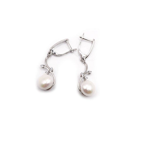 

Серьги подвески из серебра TEO MAORI 820484, жемчуг культивированный/фианит, 820484