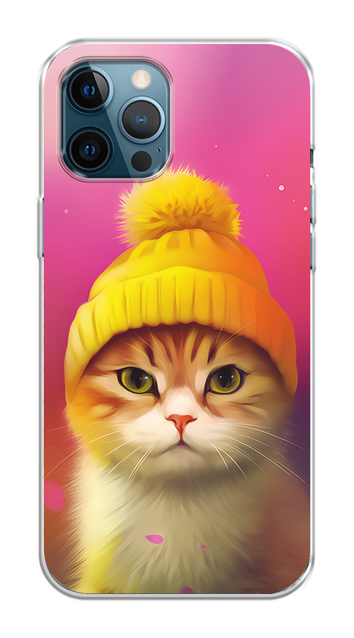 

Чехол на Apple iPhone 12 Pro Max "Котик в шапочке", Розовый;желтый;бежевый, 12750-1