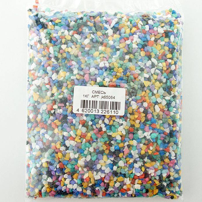 Грунт для аквариума Jack&King природный смесь микс цветов 1 кг