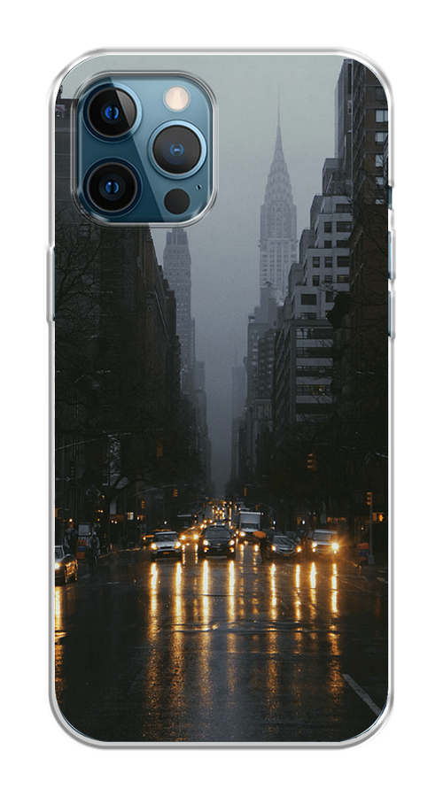 

Чехол на Apple iPhone 12 Pro Max "Дождливый Нью Йорк", Черный;серый, 12750-1