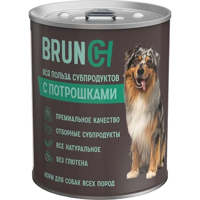 Влажный корм для собак Brunch консервированный с потрошками 340 г