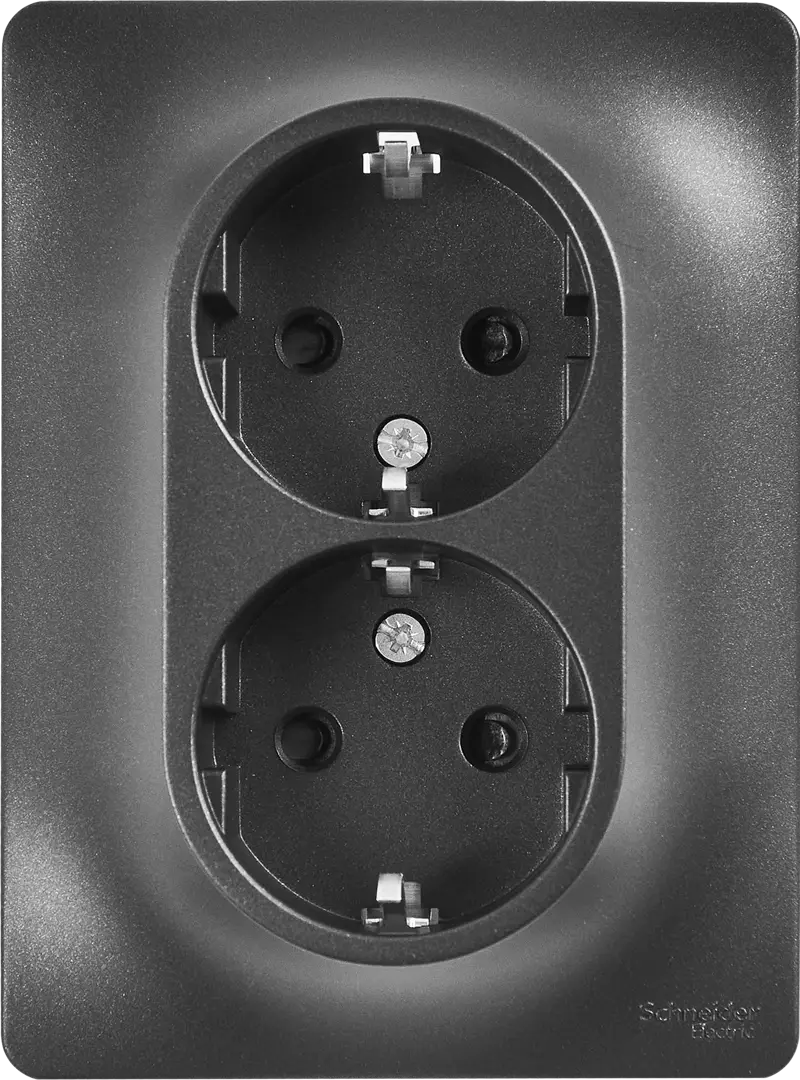фото Розетка двойная встраиваемая schneider electric glossa с заземлением со шторками в сборе systeme electric
