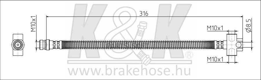 

Шланг тормозной K&K FT1451 HYUNDAI TERRACAN 2001 - Rear Right/Left inner / 58833H1060