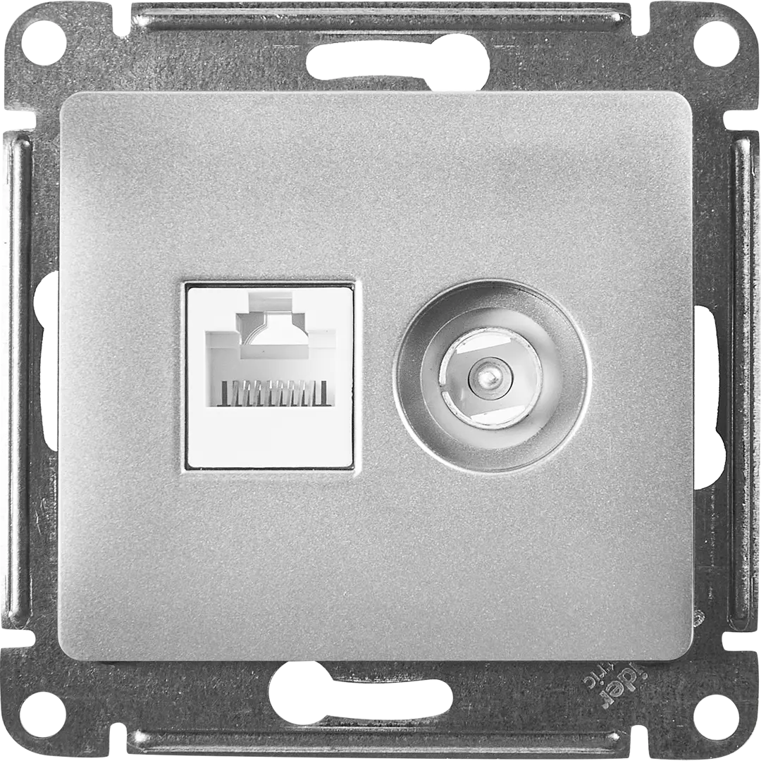 фото Розетка двойная компьютерная встраиваемая schneider electric glossa rj45 utp cat 5e цвет systeme electric