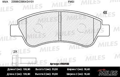 

Комплект тормозных колодок MILES e100152