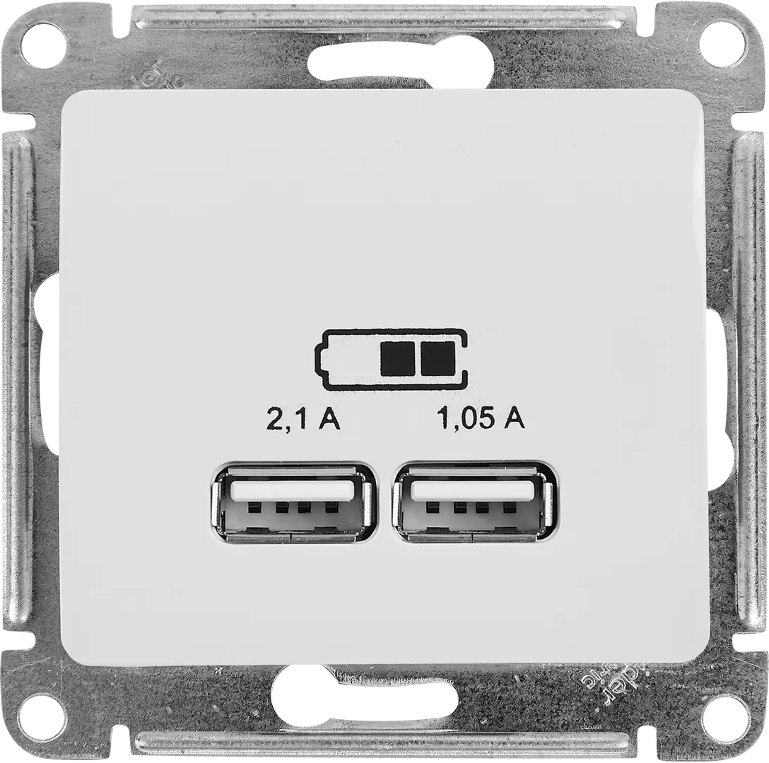 фото Розетка usb встраиваемая schneider electric glossa цвет белый systeme electric