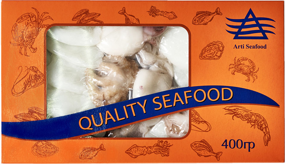 

Коктейль морской Seafood Line мини-кальмары мини-осьминоги и мини-каракатица 400г