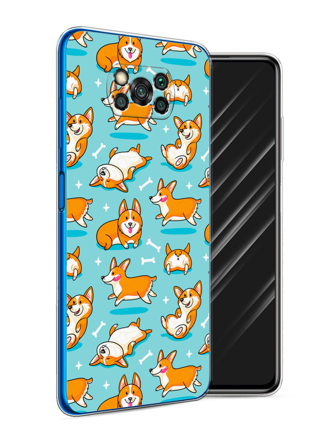 

Чехол Awog на Poco X3/X3 Pro "Веселые корги", Разноцветный, 310650-2