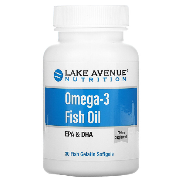 

Lake Avenue Nutrition Omega-3 Fish Oil, 1250 mg, капсулы 30 шт., Omega-3 Fish Oil, 1250 mg, 30 капсул