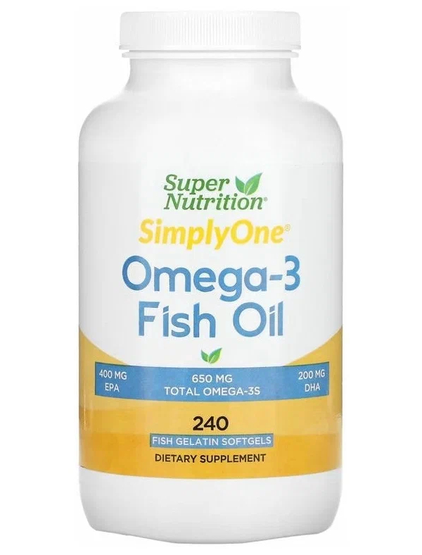 

Super Nutrition Omega-3 Fish Oil 1,000 mg, капсулы 240 шт., Omega-3 Fish Oil 1,000 mg, 240 капсул