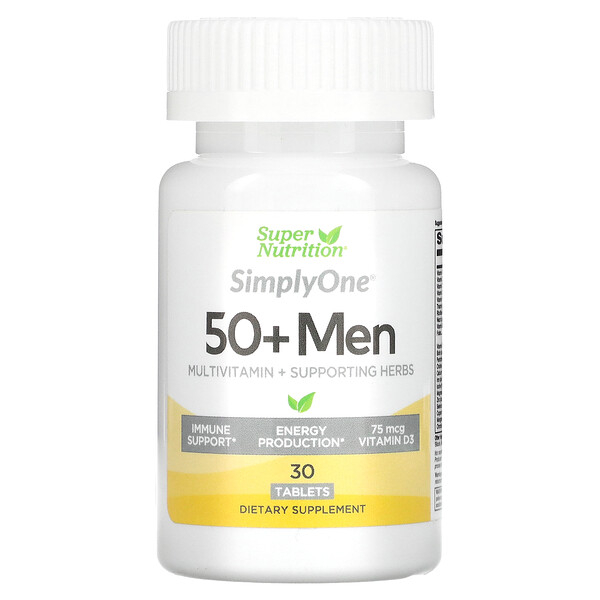 

Super Nutrition SimplyOne, Men’s 50+ Multivitamin + Supporting Herbs, 30 таблеток, SimplyOne, Men’s 50+ Multivitamin + Supporting Herbs, 30 таблеток