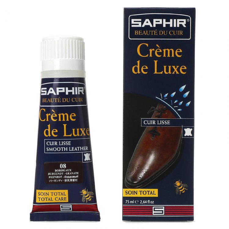 

Крем для обуви Saphir CREME DE LUXE для гладкой кожи бордовый 75 мл, CREME DE LUXE