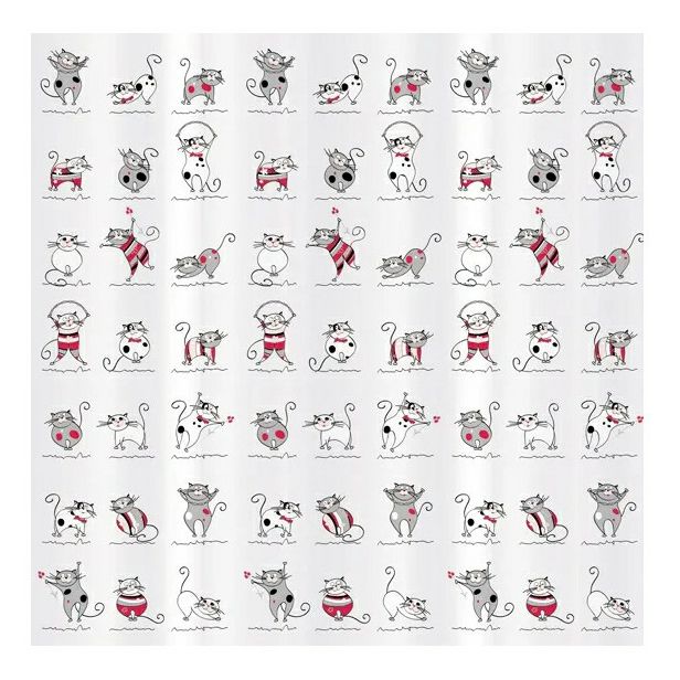 

Шторка для ванной Vanstore Cats 180 x 180 см белая, Белый