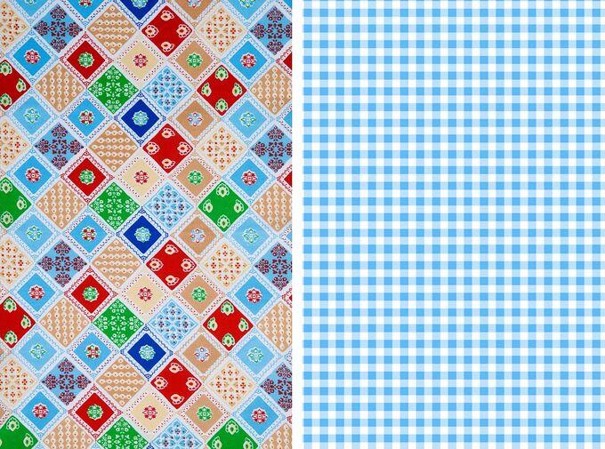 фото Набор кухонных полотенец "мари санна" рогожка 2 штуки, мозаика и клетка голубой 73х45