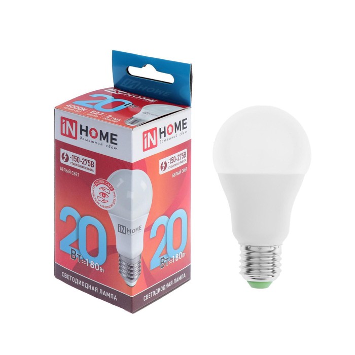 Лампа светодиодная IN HOME LED-A60-VC Е27 20 Вт 230 В 4000 К 1900 Лм 180₽