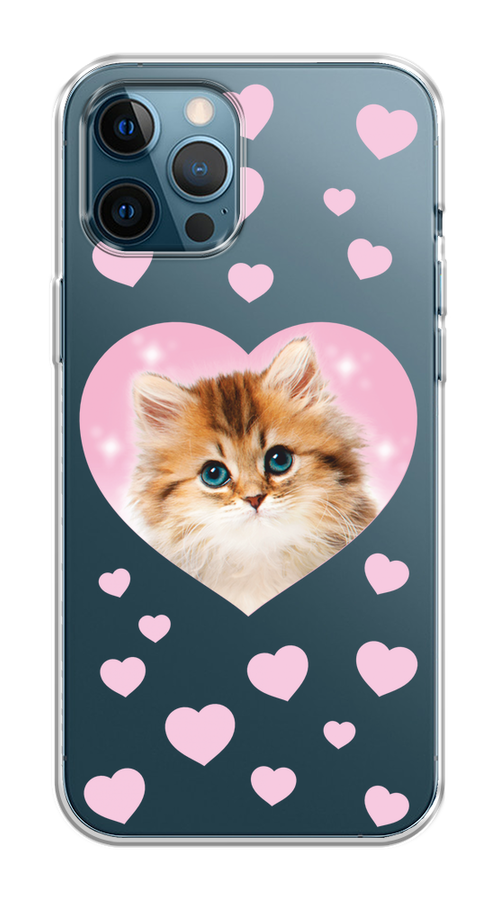 

Чехол на Apple iPhone 12 Pro Max "Котенок в сердце", Розовый;оранжевый;белый;прозрачный, 12750-1