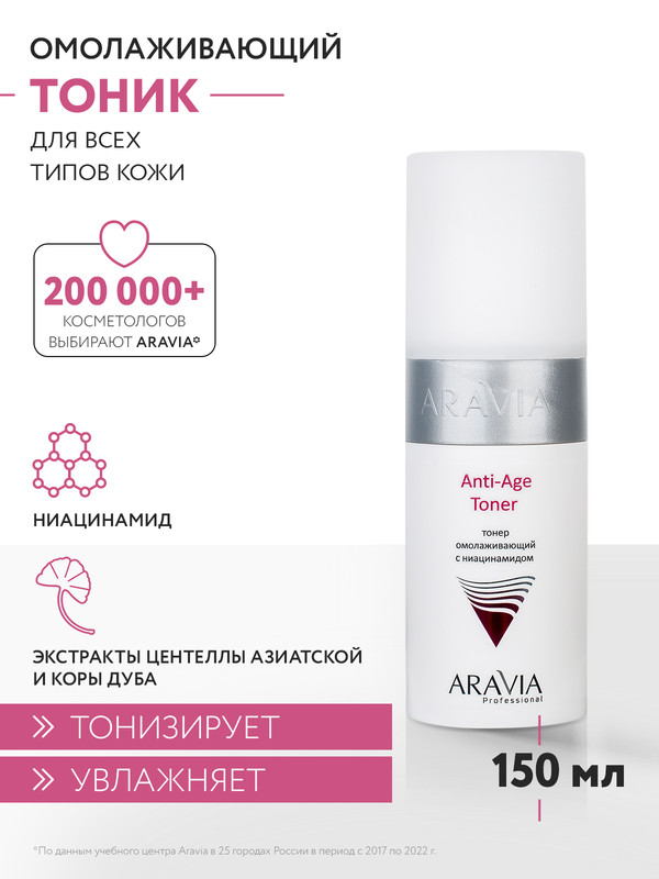 Тонер омолаживающий Aravia Professional с ниацинамидом Anti-Age Toner 150мл 911₽