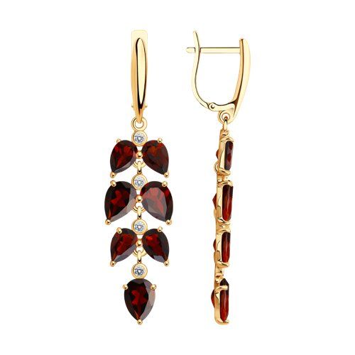 

Серьги подвески из серебра TEO MAORI 893-321-02622-1, гранат/фианит, 893-321-02622-1
