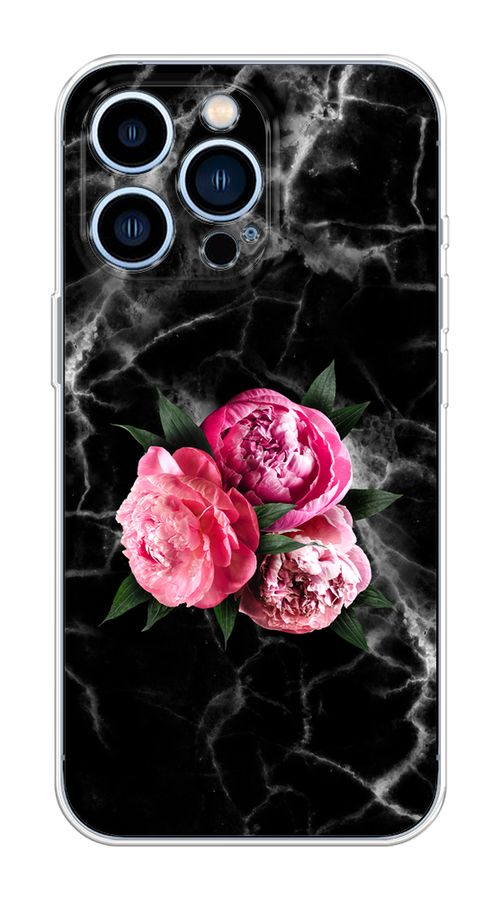

Чехол на Apple iPhone 13 Pro "Букет на черном мраморе", Черный;серый;розовый;зеленый;белый, 14350-1