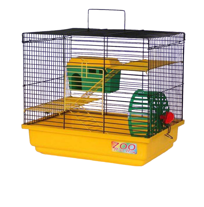 Клетка для грызунов Zoo Мой Мир Квадро-2 с большим поддоном черно-желтая 39х29х35 см