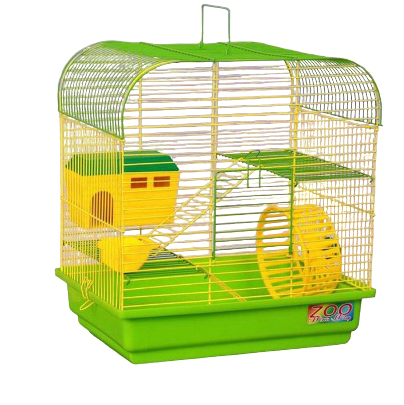 Клетка для грызунов Zoo Мой Мир Влада-2 с большим поддоном желто-зеленая 39х29х42 см