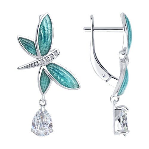 

Серьги подвески из серебра TEO MAORI 894-121-02244-1, фианит/эмаль, 894-121-02244-1