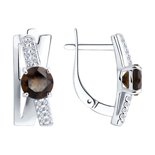 

Серьги из серебра TEO MAORI 894-320-00784-1, раухтопаз/фианит, 894-320-00784-1