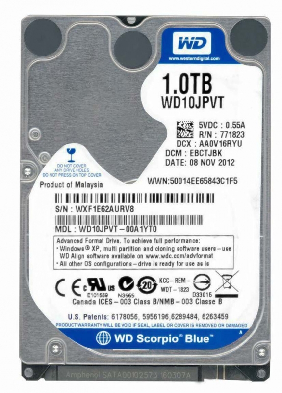 

Жесткий диск Western Digital WD10JPVT 1Tb 5400 SATAIII 2.5" HDD, WD10JPVT