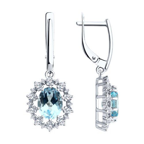 

Серьги подвески из серебра TEO MAORI 894-321-02042-1, топаз/фианит, 894-321-02042-1
