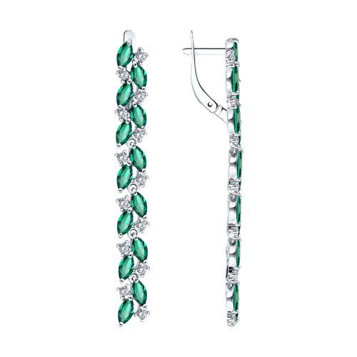 

Серьги подвески из серебра TEO MAORI 894-321-02173-2, ситалл искусственный/фианит, 894-321-02173-2
