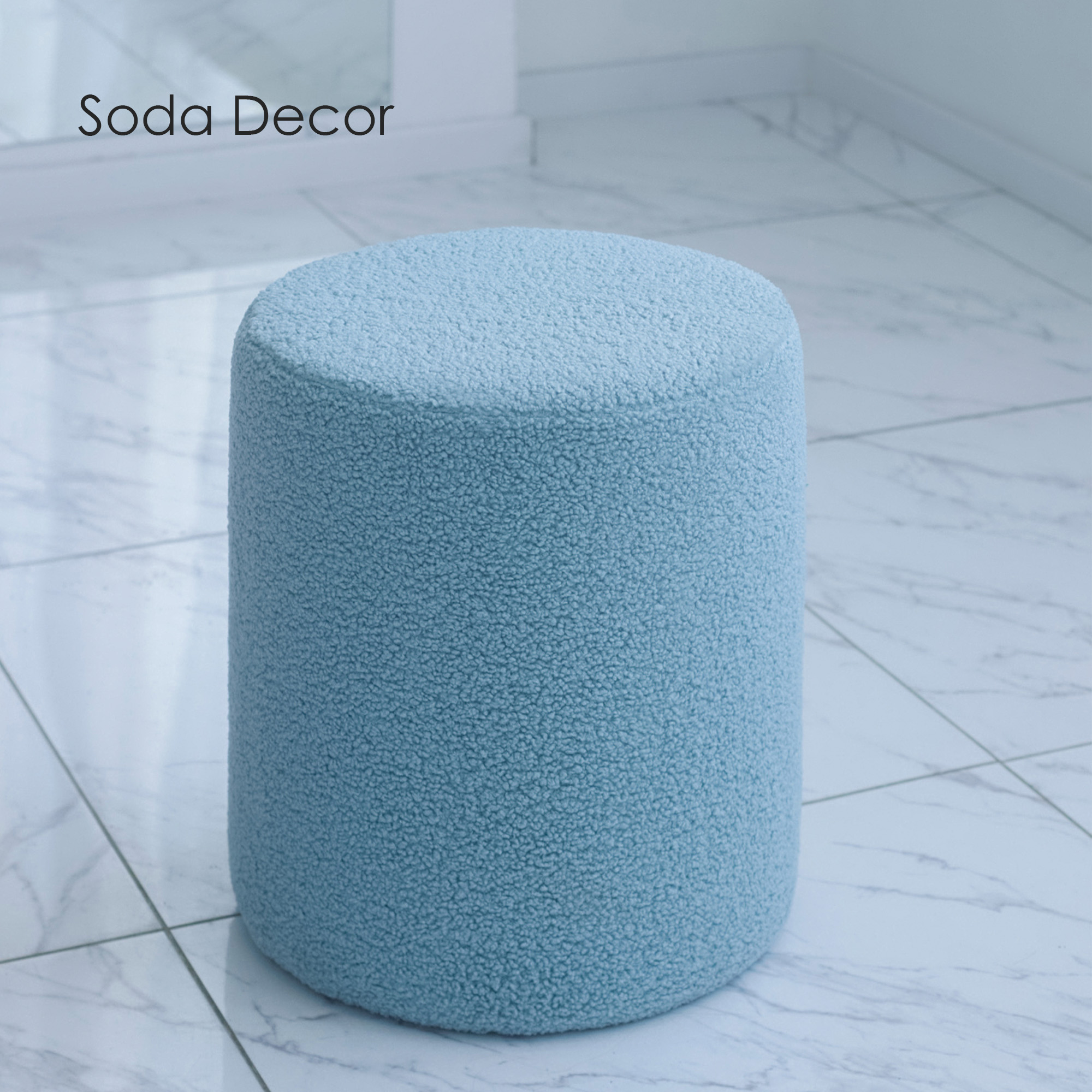 Пуфик Soda Decor для прихожей и спальни букле, голубой