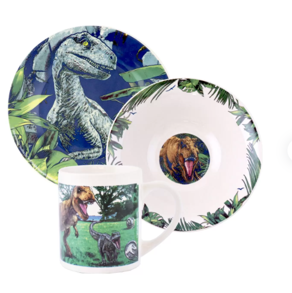 Набор посуды в подарочной упаковке Мир Юрского периода. Динозавры, фарфор 3 предмета
