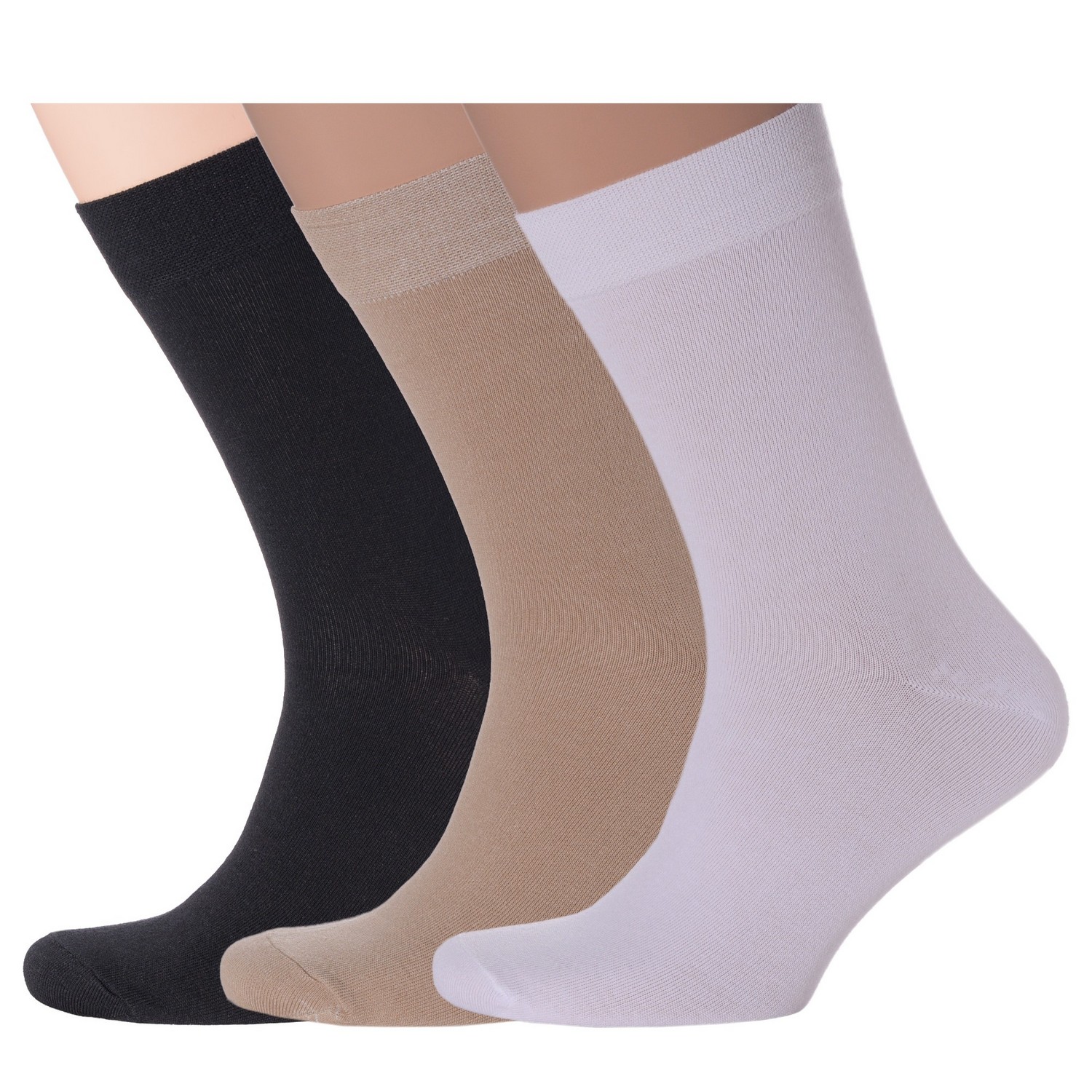 Комплект носков мужских Нева-Сокс 3-В-121 черных; бежевых; белых 29